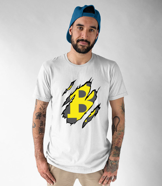 Bitcoin pazurami wyszarpany koszulka z nadrukiem bitcoin kryptowaluty mezczyzna jipi pl 1837 47