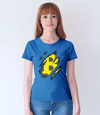 Bitcoin pazurami wyszarpany - Koszulka z nadrukiem - Bitcoin - Kryptowaluty - Damska