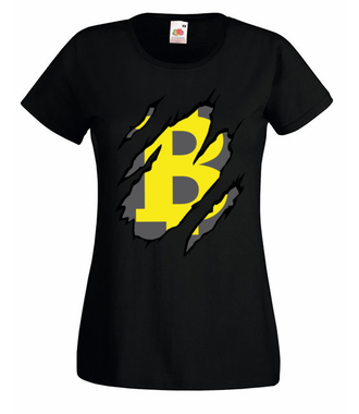 Bitcoin pazurami wyszarpany - Koszulka z nadrukiem - Kryptowaluty - bitcoin - Damska