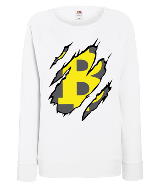 Bitcoin pazurami wyszarpany - Bluza z nadrukiem - Kryptowaluty - bitcoin - Damska