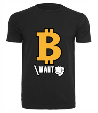 Każdy chce być bogaty - Koszulka z nadrukiem - Kryptowaluty - bitcoin - Męska