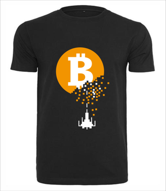 Bitcoin trafiony i zatopiony - Koszulka z nadrukiem - Kryptowaluty - bitcoin - Męska