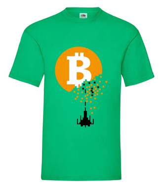 Bitcoin trafiony i zatopiony - Koszulka z nadrukiem - Kryptowaluty - bitcoin - Męska