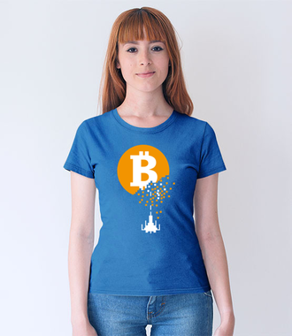 Bitcoin trafiony i zatopiony - Koszulka z nadrukiem - Bitcoin - Kryptowaluty - Damska