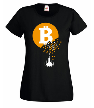 Bitcoin trafiony i zatopiony - Koszulka z nadrukiem - Kryptowaluty - bitcoin - Damska
