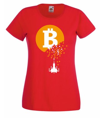 Bitcoin trafiony i zatopiony - Koszulka z nadrukiem - Kryptowaluty - bitcoin - Damska