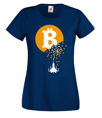 Bitcoin trafiony i zatopiony - Koszulka z nadrukiem - Kryptowaluty - bitcoin - Damska