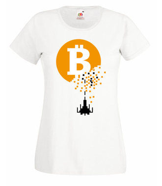 Bitcoin trafiony i zatopiony - Koszulka z nadrukiem - Kryptowaluty - bitcoin - Damska