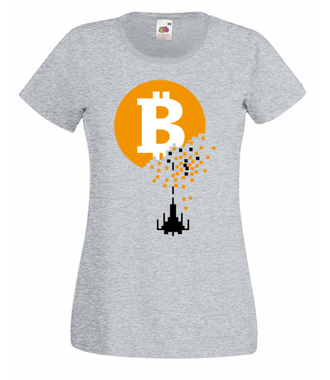 Bitcoin trafiony i zatopiony - Koszulka z nadrukiem - Kryptowaluty - bitcoin - Damska