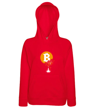Bitcoin trafiony i zatopiony - Bluza z nadrukiem - Kryptowaluty - bitcoin - Damska z kapturem