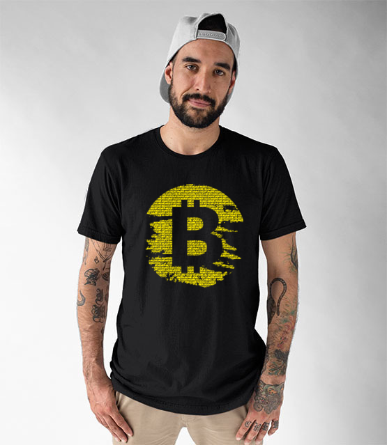 Podniszczone graffiti koszulka z nadrukiem bitcoin kryptowaluty mezczyzna jipi pl 1893 46