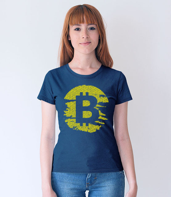 Podniszczone graffiti koszulka z nadrukiem bitcoin kryptowaluty kobieta jipi pl 1892 68