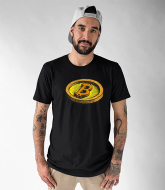 Wizja fizycznego bitcoina - Koszulka z nadrukiem - Bitcoin - Kryptowaluty - Męska