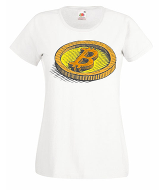 Wizja fizycznego bitcoina - Koszulka z nadrukiem - Bitcoin - Kryptowaluty - Damska