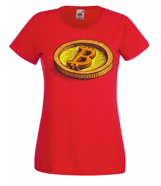 Wizja fizycznego bitcoina - Koszulka z nadrukiem - Kryptowaluty - bitcoin - Damska