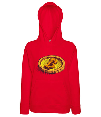 Wizja fizycznego bitcoina - Bluza z nadrukiem - Kryptowaluty - bitcoin - Damska z kapturem