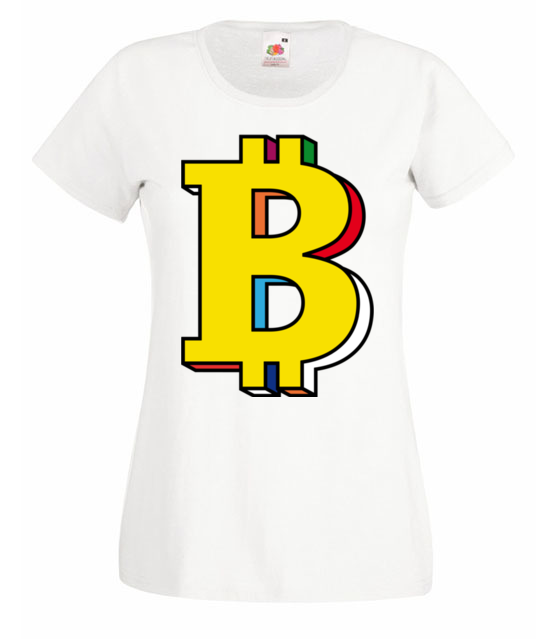 Bitcoin w kolorach teczy koszulka z nadrukiem kryptowaluty bitcoin kobieta jipi pl 1898 58