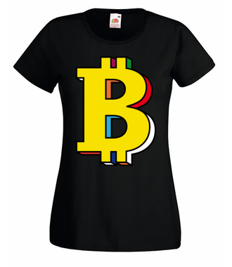 Bitcoin w kolorach tęczy - Koszulka z nadrukiem - Kryptowaluty - bitcoin - Damska