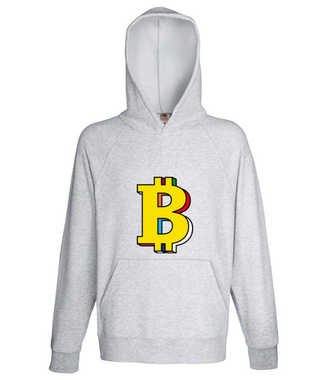 Bitcoin w kolorach tęczy - Bluza z nadrukiem - Kryptowaluty - bitcoin - Męska z kapturem