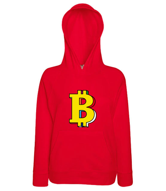 Bitcoin w kolorach tęczy - Bluza z nadrukiem - Kryptowaluty - bitcoin - Damska z kapturem