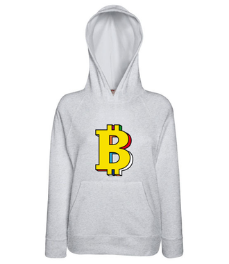 Bitcoin w kolorach tęczy - Bluza z nadrukiem - Kryptowaluty - bitcoin - Damska z kapturem