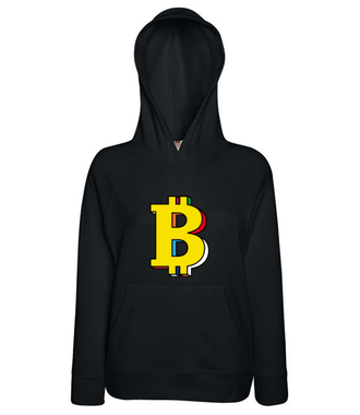 Bitcoin w kolorach tęczy - Bluza z nadrukiem - Kryptowaluty - bitcoin - Damska z kapturem