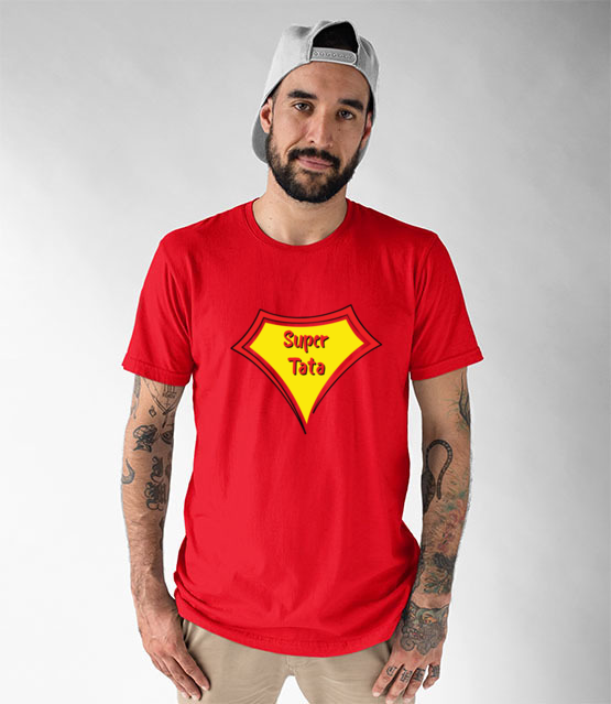 Super bohater to on koszulka z nadrukiem dla taty mezczyzna jipi pl 1957 48
