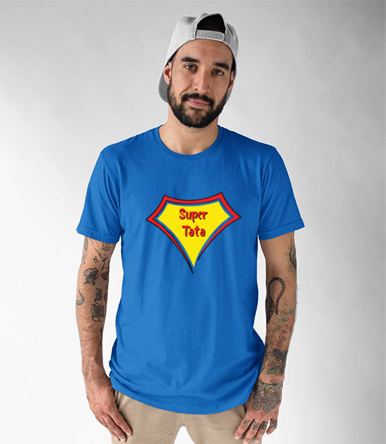 Super bohater to on koszulka z nadrukiem dla taty mezczyzna jipi pl 1957 49