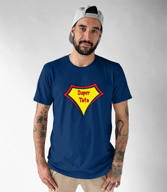 Super bohater to on koszulka z nadrukiem dla taty mezczyzna jipi pl 1957 50