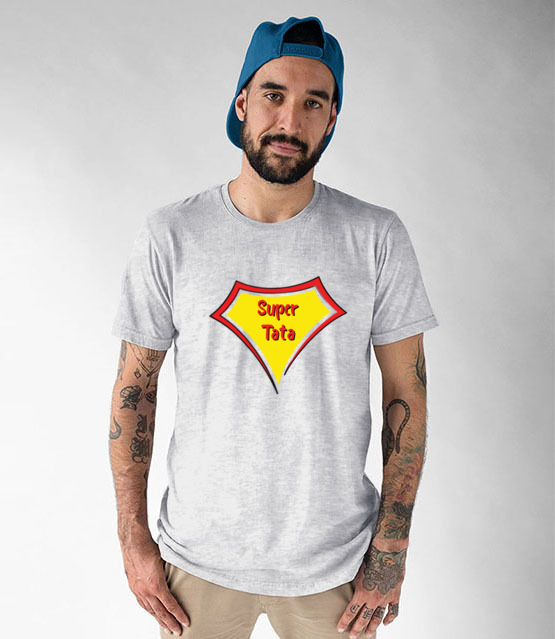 Super bohater to on koszulka z nadrukiem dla taty mezczyzna jipi pl 1957 51