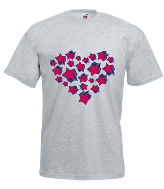 Serce unieść do gwiazd  - Koszulka z nadrukiem - na Walentynki - Męska
