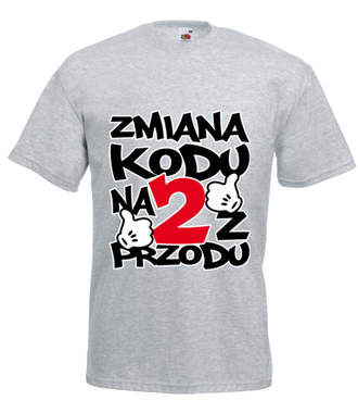 Zmiana kodu na 2 z przodu  - Koszulka z nadrukiem - Urodziny - Męska