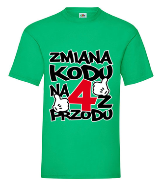 Zmiana kodu na 4 z przodu - Koszulka z nadrukiem - Urodziny - Męska