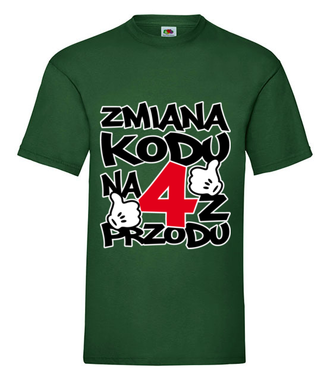 Zmiana kodu na 4 z przodu - Koszulka z nadrukiem - Urodziny - Męska