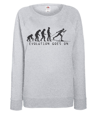 Ewolucja. Narty górą. - Bluza z nadrukiem - Sport - Damska