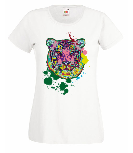 Print z kolorowym tygrysem koszulka z nadrukiem zwierzeta kobieta jipi pl 418 58