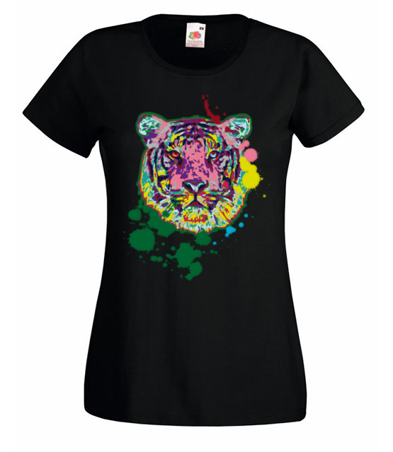 Print z kolorowym tygrysem koszulka z nadrukiem zwierzeta kobieta jipi pl 418 59