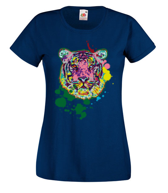 Print z kolorowym tygrysem koszulka z nadrukiem zwierzeta kobieta jipi pl 418 62
