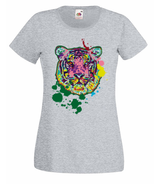 Print z kolorowym tygrysem koszulka z nadrukiem zwierzeta kobieta jipi pl 418 63