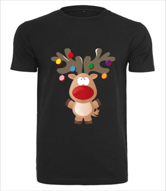 Ustrojony renifer - Koszulka z nadrukiem - Świąteczne - Męska