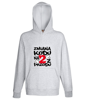 Zmiana kodu na 2 z przodu  - Bluza z nadrukiem - Urodziny - Męska z kapturem