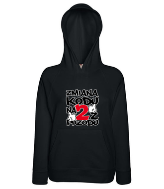 Zmiana kodu na 2 z przodu  - Bluza z nadrukiem - Urodziny - Damska z kapturem