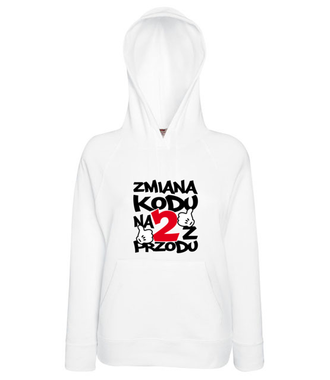 Zmiana kodu na 2 z przodu  - Bluza z nadrukiem - Urodziny - Damska z kapturem