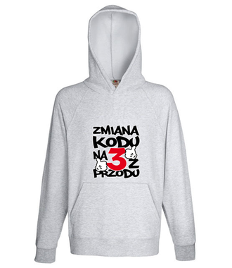 Zmiana kodu na 3 z przodu  - Bluza z nadrukiem - Urodziny - Męska z kapturem