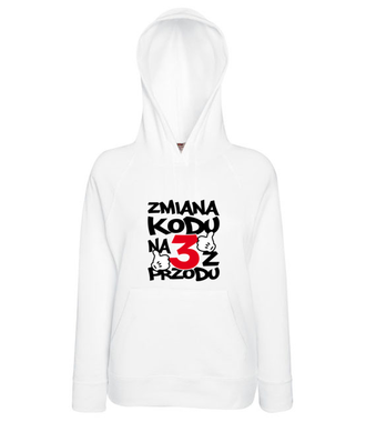 Zmiana kodu na 3 z przodu  - Bluza z nadrukiem - Urodziny - Damska z kapturem
