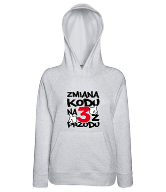 Zmiana kodu na 3 z przodu  - Bluza z nadrukiem - Urodziny - Damska z kapturem