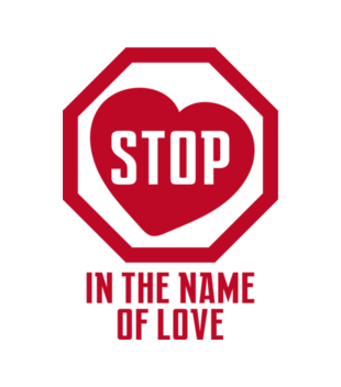Zatrzymaj się w imię miłości! - Koszulka z nadrukiem - na Walentynki - Męska