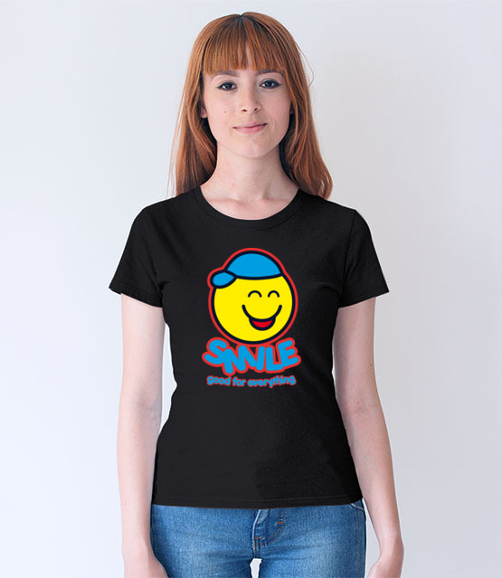Bo usmiech jest dobry na wszystko koszulka z nadrukiem smieszne kobieta jipi pl 141 64