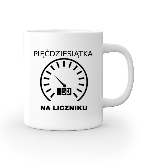 Piecdziesiat na liczniku kubek z nadrukiem urodziny gadzety jipi pl 739 159