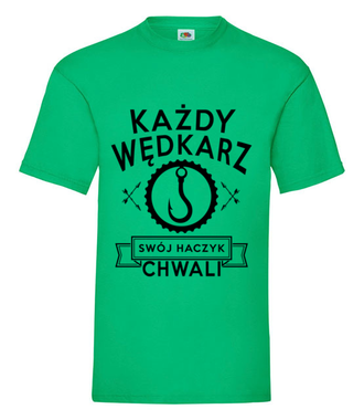 Każdy wędkarz swój haczyk chwali - Koszulka z nadrukiem - dla wędkarza - Męska